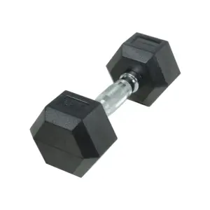 Crossmaxx Hexagon Håndvægt 6 kg - Lavet i støbejern, belagt med gummi - Riflet håndtag for godt greb - Til crossfit og styrketræning