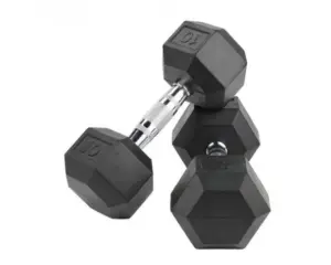 Crossmaxx Hexagon Håndvægt - Lavet i støbejern, belagt med gummi - Riflet håndtag for godt greb - Til crossfit og styrketræning