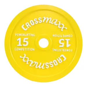 Crossmaxx kalibreret vægtskive 15 kg i støbejern til styrkeløft - gul