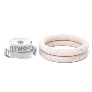 FitWood Gymnastikringe 28mm - Træ-overflade / Hvid Strop