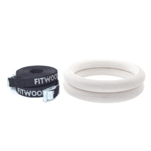 FitWood Olympic Gymnastikringe 28mm - Glazing-overflade / SortÂ Strop