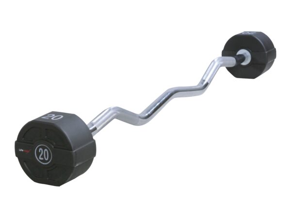 Lifemaxx PU EZ Vægtstang (15 kg) - curl vægtstang, faste skiver. Utrolig slidstærk. Perfekt til biceps- og triceps øvelser.