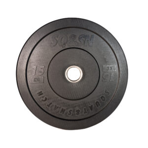 SQ&SN Bumper Plate Vægtskive (15 kg) i sort. Udstyr til styrketræning, vægtløftning og crossfit træning