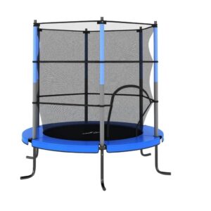 Trampolinsæt med sikkerhedsnet 140x160 cm rund blå